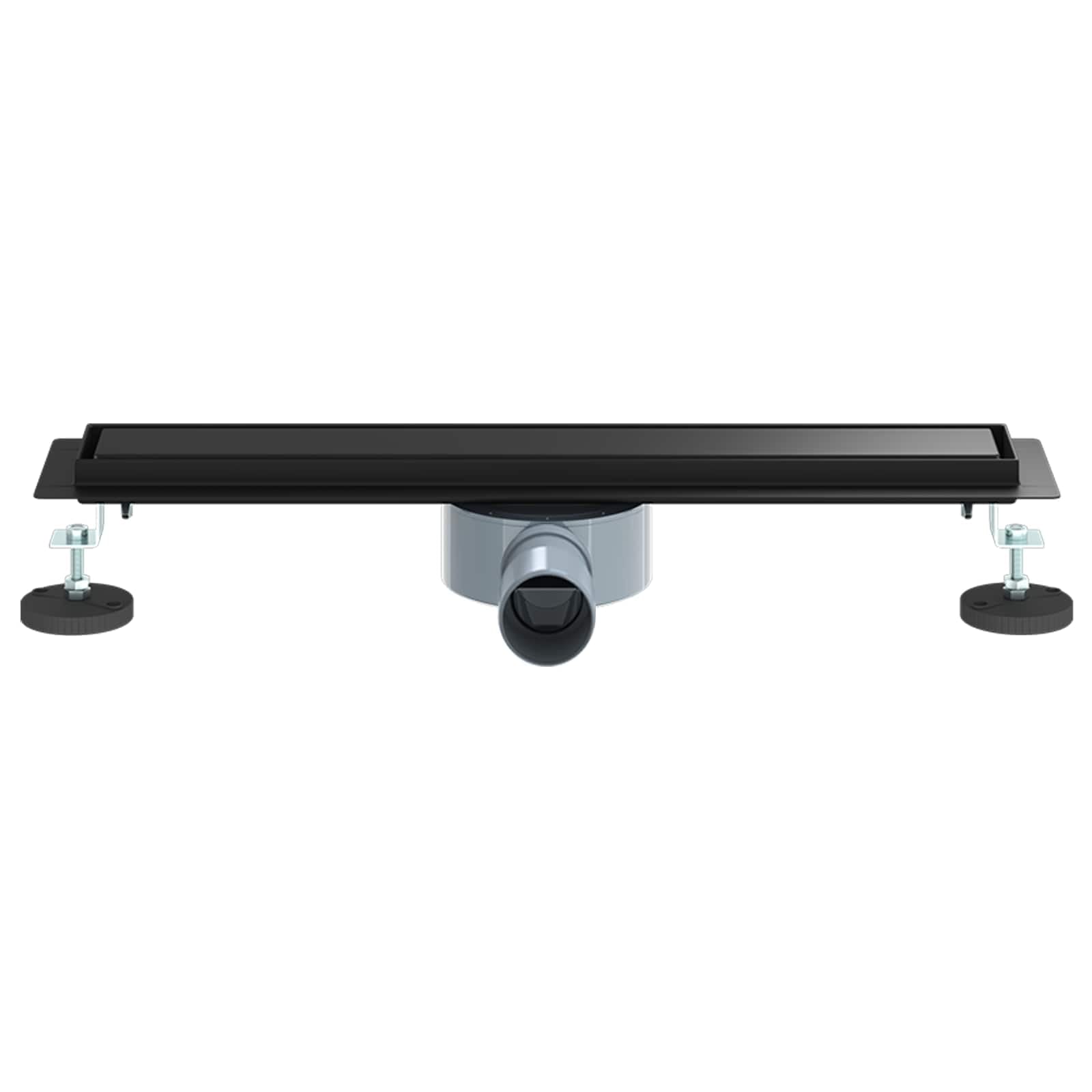 Duschablauf 2-in-1 mit 360° Siphon Schwarz aus Edelstahl 304, 50 cm lang, höhenverstellbar 0-30 mm, fliesenfähig, für Bad und Innenbereich, geruchsverschluss und abfluss mit Zubehör