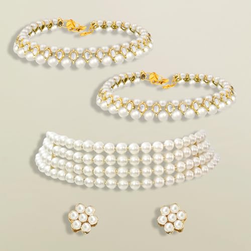 Image of Peora Traditional Maharani Haar Necklace with Earrings Bridal Jewellery Set Gift for Women