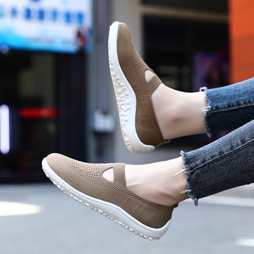 Women's Slip-On Barefoot Flats Casual Fashion Comfortable Flat Shoes for Moms Fabric Loafers with Rubber Sole Minimalist Walking Wide Toe Box Sneakers Lightweight All-Season2