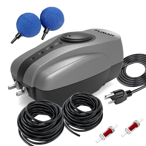 FUMAK All-in-One Pond Aerator for Outdoor Ponds up to 1000 Gallons, Flow Adjustable Pond Air Pump...