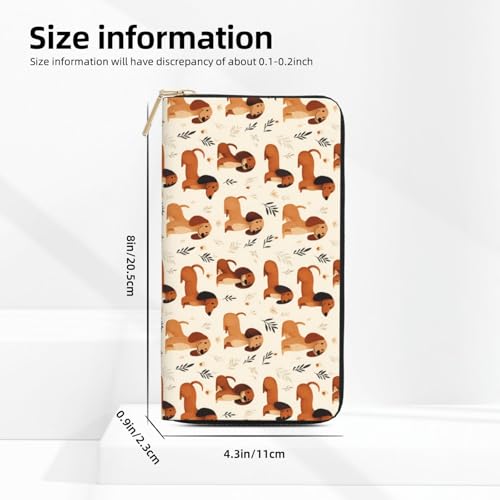 Cute Dachshund Dog Print Wallet Women, Leather Bifold Multi Card Wallet, Long Purse Women's Wallets2