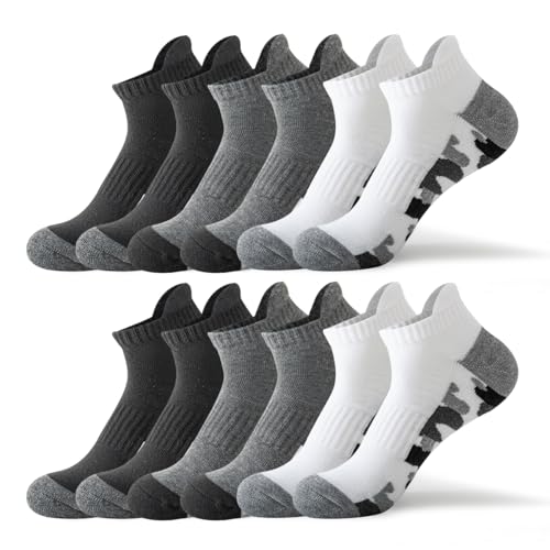 JOYNÉE 6 Pairs Mens Ankle running Socks Men Low Cut Athletic Socks with Tab