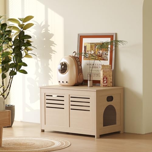 DINZI LVJ Caixa de areia, móveis de caixa de areia flip, boa ventilação, banheiro oculto para gatos,