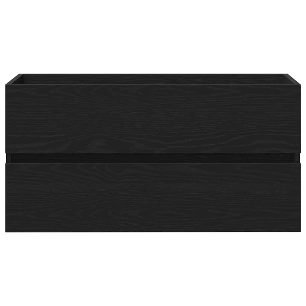 Mobile Sottolavabo Sospeso Rovere Nero 90x38,5x45 cm | Mobiletto sospeso salvaspazio per il bagno, ideale per ottimizzare la superficie a terra con stile moderno.