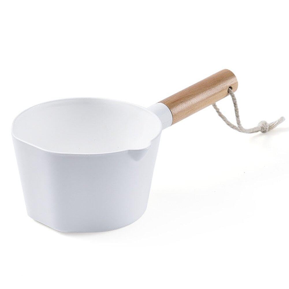 Danlai White Plastic Water Ladle, Bath Ladle Dipper Long Wood Handles Water Scoop Shampoo Ladle Cup Perfect For Kitchen, Bathroom And Garden