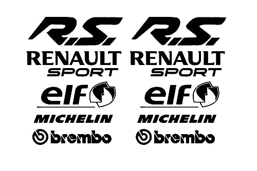 Stickers autocollant Sponsors convient pour Renault Sport Clio Megane RS Twingo ref: r12 (Noir)