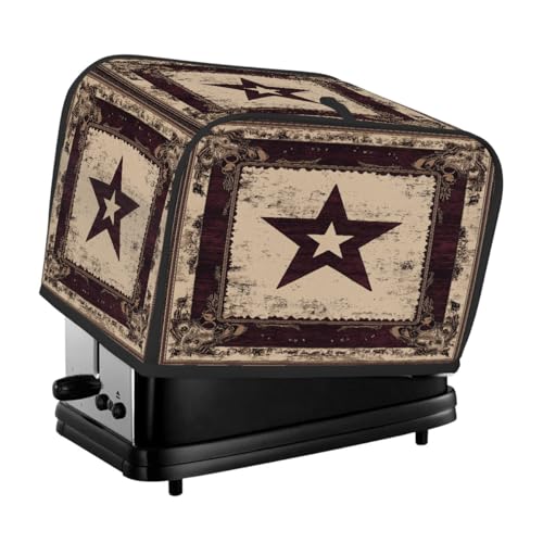 Housse de protection pour grille-pain à 4 tranches - Motif étoile carrée vintage - Anti-traces de doigts - Pour petit appareil de cuisine - Étanche et anti-poussière