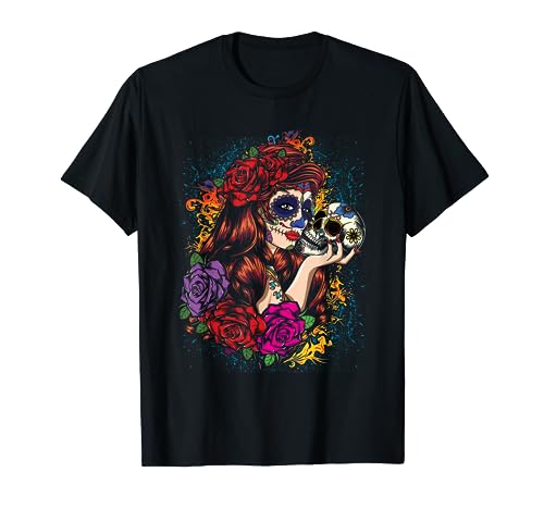 La Catrina Día De Muertos Día De Los Muertos Calavera Halloween Camiseta