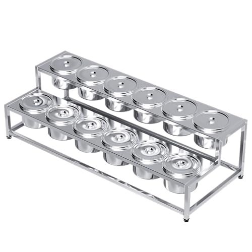 Juego de estantes de especias comerciales, organizador de acero inoxidable, estantes de condimentos para cocina, despensa, bufés, contenedor de alimentos para condimentos, salsas, ensaladas