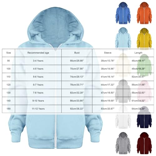 Kids Zip Up Hoodies for Boys Girls Solid School Uniform Fall Oversized Pullover Long Sleeve Sweatshirt Sports Coats4