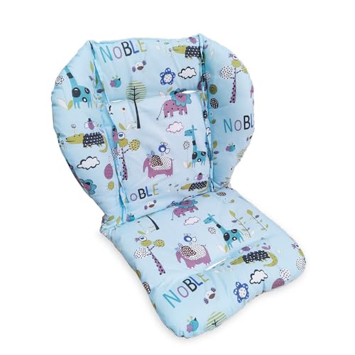 Image of Kocpudu High Chair Cushion, Seat Cushion, Breathable Pad, with Baby High Chair Seat Belt, 2 Pieces, Soft and Comfortable, Make The Baby More Comfortable (Colourful Wave Stripes) (Blue)