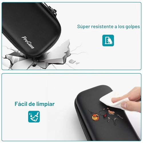 Miniatura 5 de Procase Estuche De Lápices 2 Compartimentos, Duro Estuche Eva Carcasa Rígida Para Bolsa De Lápiz, Portable Ideal Para Oficina Y Escuelas -Negro
