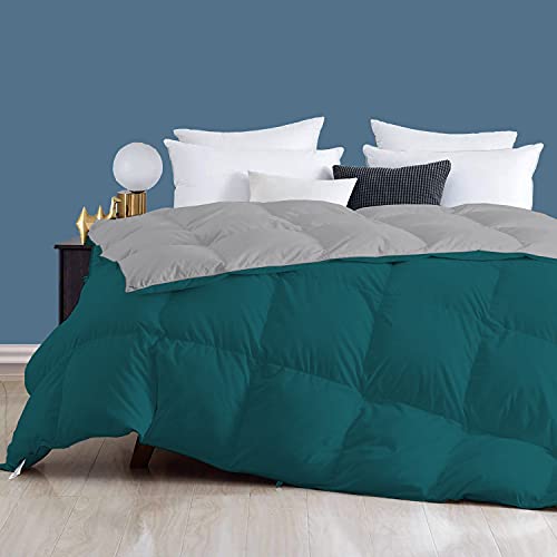 Image of Day Care - 400 GSM Hotel Quality-Down Alternative Reversible Comforter (90 inch x 90 inch Inches /228cm x 228cm) - Comforter Queen Size|Silver /Teal| TC - 450