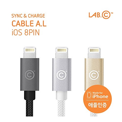 LABC Apple-Certified MFi Lightning Cable Sync & Charge Cable Aluminum Caps Nylon Cable 4 ft / 1.2m iPhone Lightning Cable Charging Cord Nylon Braided Apple USB Cable Data Sync Cable 8 Pin Cable for iPhone 5/5s/5c 6s 6s Plus iPad iPod 5G (LABC-505 GREY)