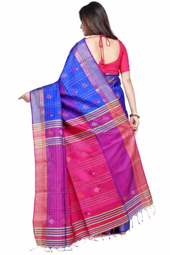 Generic blue pure silk saree in katan silk – image 3