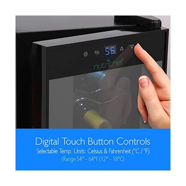 NutriChef 12 Bottle Thermoelectric Wine Cooler Counter Top Wine Cellar FreeStanding