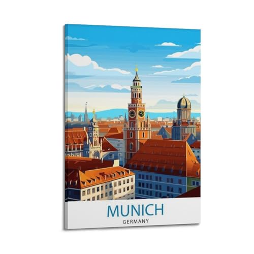Poster de Munich vintage HAYZE en toile de 60x90 cm pour déco murale