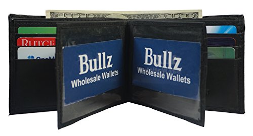 Bullz Men's Genuine Leather Multi Pocket Double ID Mens Wallet Bifold