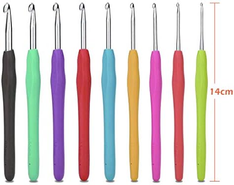 JUHONNZ Crochet Hooks,9 PCS Crochet Needles Soft Rubber Knitting Aluminium Needles Weave Craft Tool for Craft Yarn 2-6mm