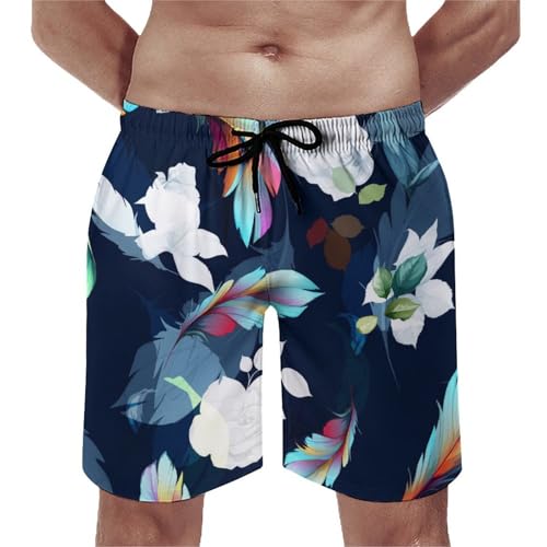 Shorts de bain homme fleur abstraite maillot de bain léger S