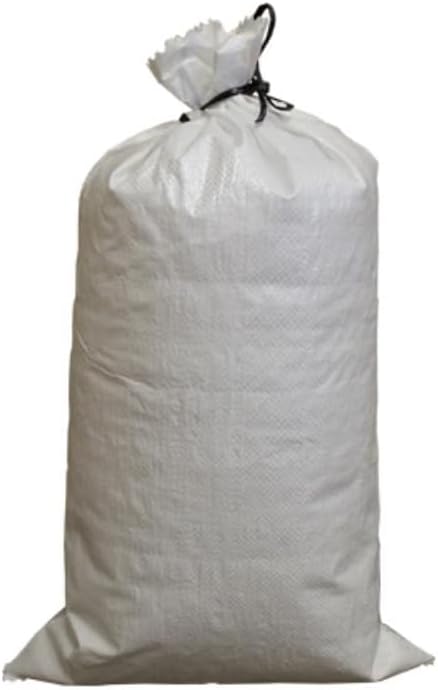 Rocky Mountain Goods Heavy Duty White Sand Bags w/Polytwine Ties - Empty Woven Polypropylene Sand Bags - 14" x 26" Size - 50 Pound Capacity - 1600 Hours of UV Protection - Flood Protection (100)