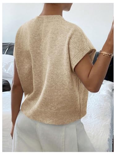 Image of SOLY HUX Women's Short Sleeve Sweater 3D Floral Sweaters Pullover Tank Tops Knit Vest Trendy Fashion Clothing