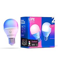 LIFX Colour 2-Pack, A60 1000 lumens [E27 Edison Screw], Billions of Colours and Whites, Wi-Fi Smart LED Light Bulb, No Bridge Required, Compatible with Alexa, Hey Google, HomeKit and Siri.