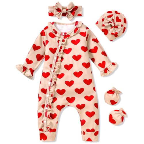 Image of Aalizzwell Baby Girls Romper Outfit Fall Winter Clothes with Accessories