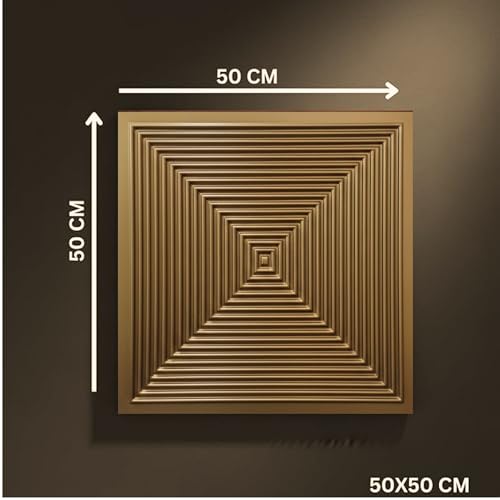 Image of Kayra Decor 3D PVC Wall Panels for Bedroom & Living Room | Line Design |Gold Color | 19.7 x 19.7 Inch | Pack of 40 | 107.60 Sq Ft