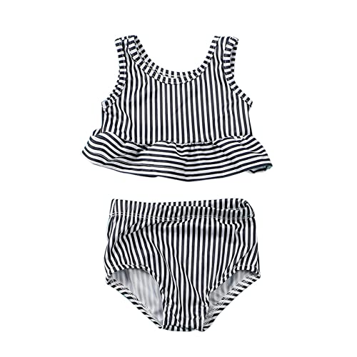 TwoPiece Swimsuit for Girls Baby Toddler Striped Printed Bikini Swimwear Ruffles Bikini Beach Sport Swimwear