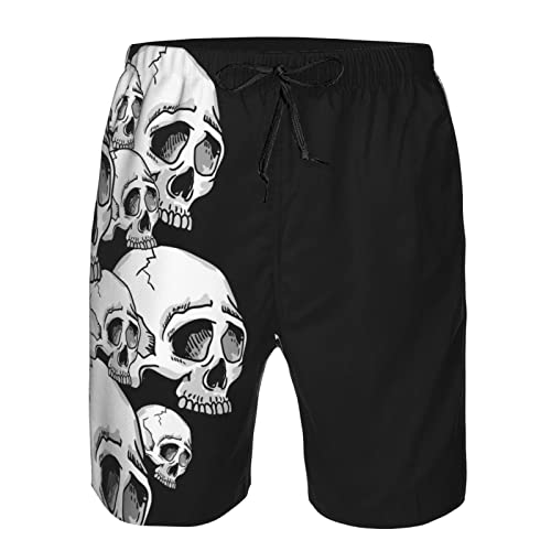 GZYWLKJ Short de bain pour homme à séchage rapide avec poches, maillot de bain athlétique, course à pied, surf, entraînement, Tête de mort gothique, XL