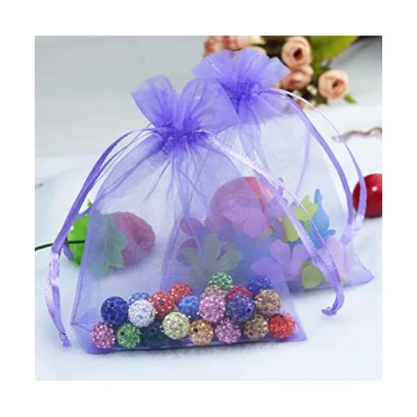Beingelegant - Pack of 200 - Plain Organza Drawstring Gift Bags for Jewelry, Coin, Dry Fruit, Make Up Items for Janmashtmi, Navratri and Christmas Party (Size : 13X18) (Mix Color) - Image 4