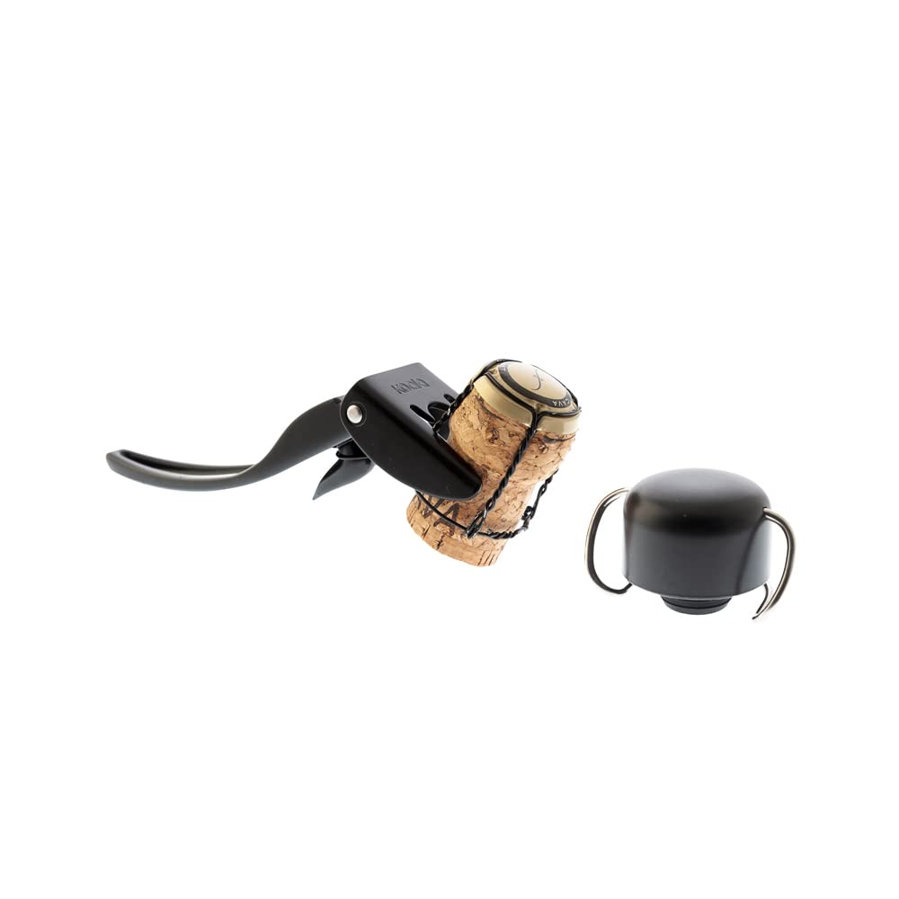 Koala Spain Black Champagne Lovers Set (2 Pieces), 1 Cava Airtight Plug, 1 Champagne Opener