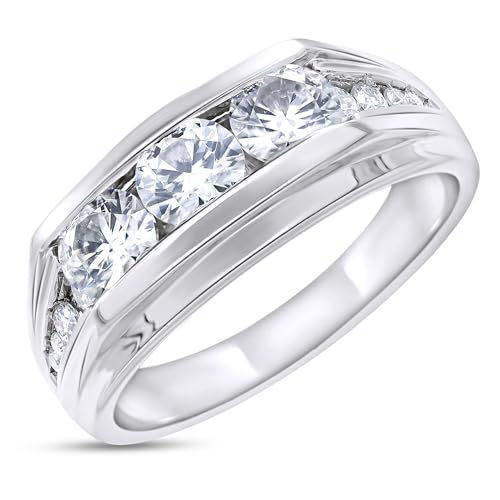 Three Stone Anniversary Wedding Band Ring for Men LGD 1.00 CT in 10W,5.5