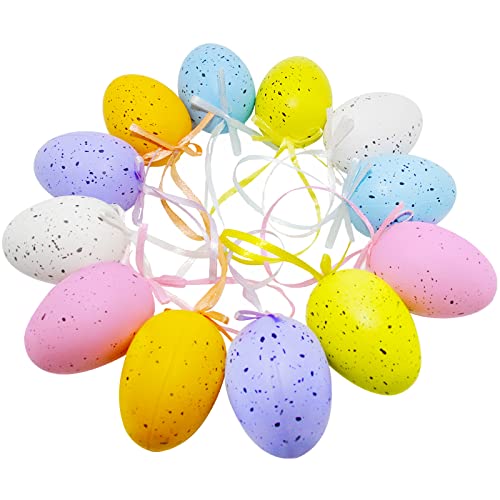 12Pcs Easter Eggs Decorations Hanging Ornaments Colorful For Easter Basket Tree Decor Party Favors Supplies Home #TOP6