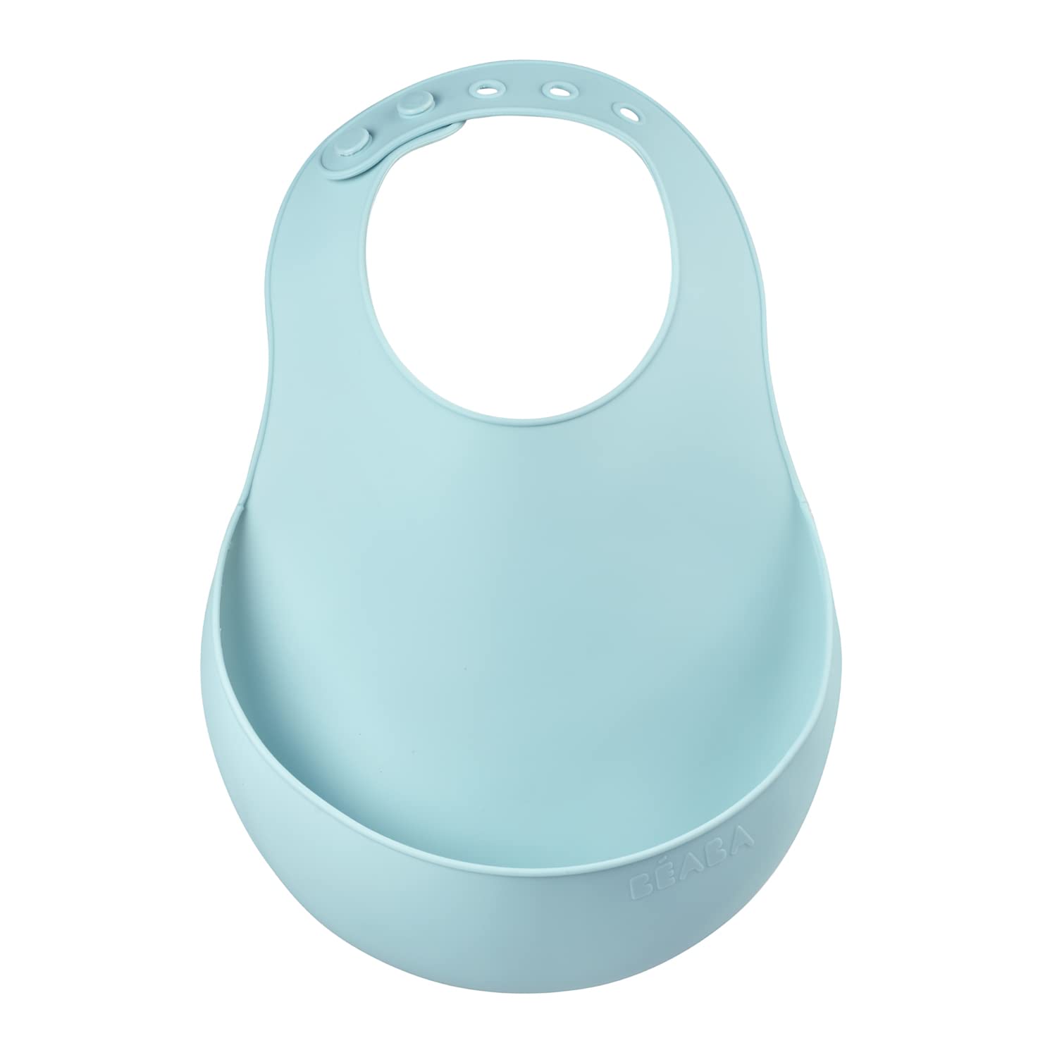 BEABA Silicone Baby Bib with food catcher, adjustable fit waterproof bibs, washable & durable, BPA, PVC & Phthalate-Free, Rain, One Size