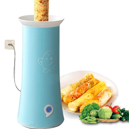 Automatic Electric Egg Roll Maker, 6-Minute Breakfast Appliance with Non-Stick Stainless Steel, Oil-Free Push Rod & Bamboo Sticks for Omelettes, Hot Dogs, and Sausages
