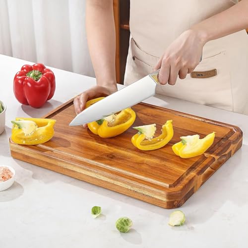 Tabla de cortar grande de madera con mango y canal para jugos miniatura 2