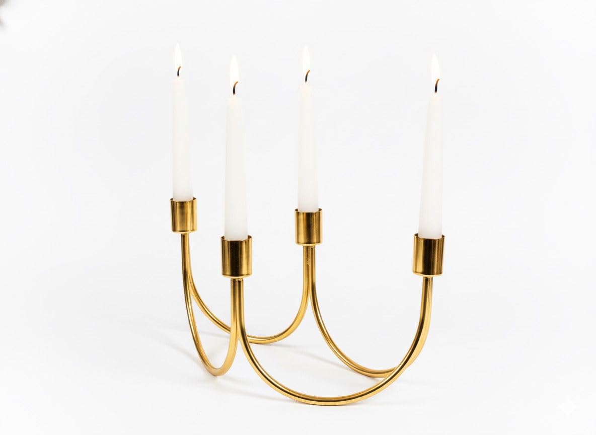 DECOVIA Creation Luxury Gold Finish 4-Arm Arch Taper Candle Holder | Modern Minimalist Metal Candlestick Candelabra for Dining Table Centerpiece & Home Decor-image-19