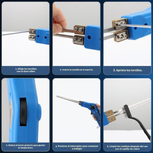 Miniatura 8 de Cortador De Espuma Eléctrico 180w, 0-600 Kit De Herramientas De Corte De Espuma De Poliestireno Con 4 Cuchillas, Guantes, Cepillo, Llave Inglesa, Cuchillo Eléctrico En Caliente Para Eps, Tabla Kt