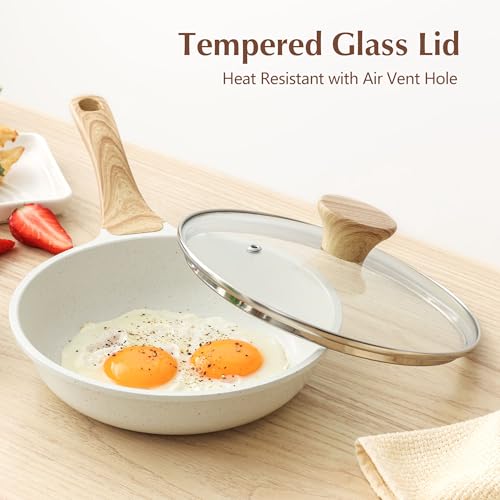 image for SENSARTE Nonstick Ceramic Frying Pan with Lid 8/9.5/10/11/12.5 Inch Om