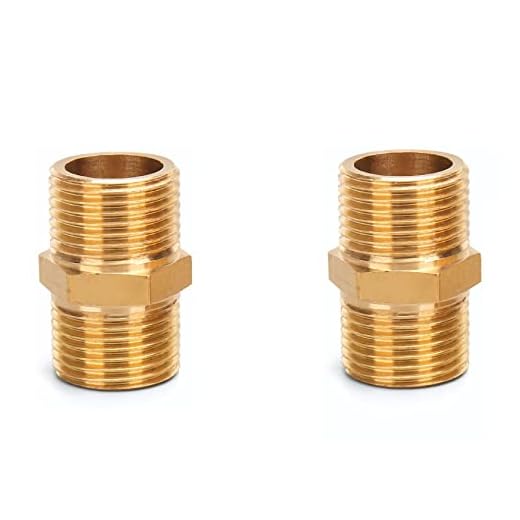 Kindsion Brass Male Pipe Hex Nipple Fitting, 3/4" x 3/4" NPT Threaded Straight Connector (Pack of 2, Length 34mm)