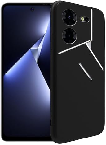 Silicone Case for Tecno Pova 5 Pro, Silky-Soft Touch Full-Body Protective Case, Shockproof Bumper Protection Cover with Microfiber Lining Black