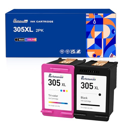 Perfetonair 305XL Ersatz-Tintenpatronen 2er-Pack (1×Schwarz, 1×Farbe) kompatibel mit HP 305
