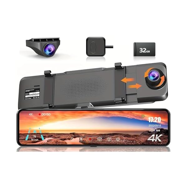 JOMISE 4K Mirror Dash Cam, 11″ Rear View Mirror Camera, 2160P Rearview Mirror Backup Camera, Mirror Dash Cam Front and Rear, IPS Touch Screen, Type-C Connector, Parking Monitor, with 32GB Card -G814