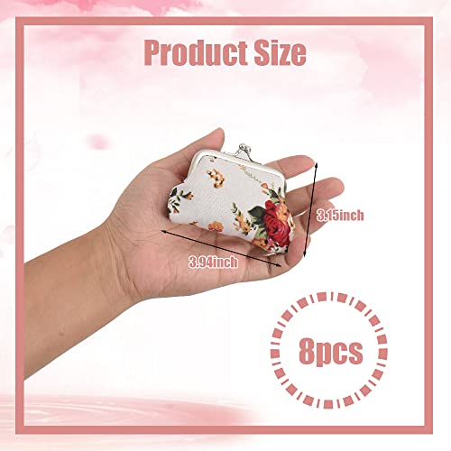 Viociwuo Floral Buckle Coin Purses 8Pcs Cute Rose Small Vintage Pouch Kiss-Lock Change Purse Wallets For Women Girls Kids Gift #TOP1