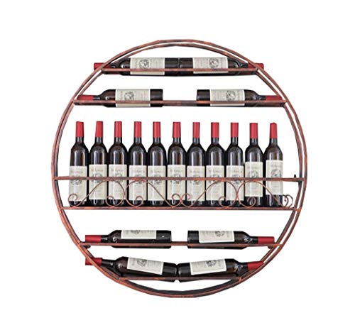 LIYANJJ 17 Bottles Circular Wine Rack Wall-Mounted Decoration Shelf Cafe Bar Display Stand Sand