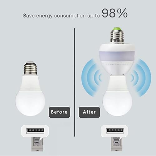 Esenlite EE101WLS-1 Motion Sensor Light Socket, Radar Motion Screw Led Cfl Incandescent Bulb Adapter thumb #2