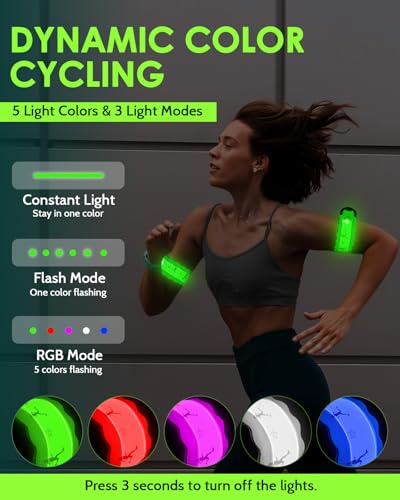 Fitense Led Armband Aufladbar, 2 Stück Reflective Leucht Armbänder Leuchtarmband, USB Lichtband Armband, Leuchtbänder Reflektorband Nacht Sicherheits Licht für Joggen, Laufen, Hundewandern, Radfahren