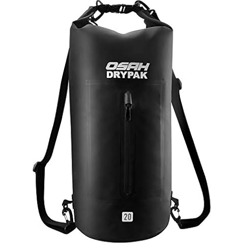 OSAH DRYPAK Dry Bag Wasserdichter Packsack wasserdichte Tasche Sack Beutel Lang Schulter Verstellbarer Schultergurt für Kajak Boot Angeln Rafting Schwimmen Wassersport Treiben (Schwarz, 15L) Cover